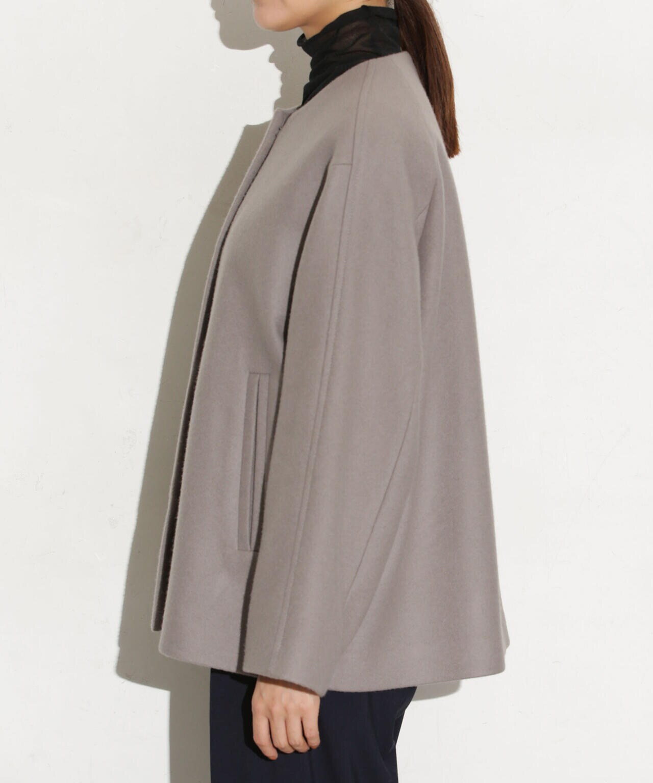 ハミルトンラムズウールノーカラーショートコート 6693211307