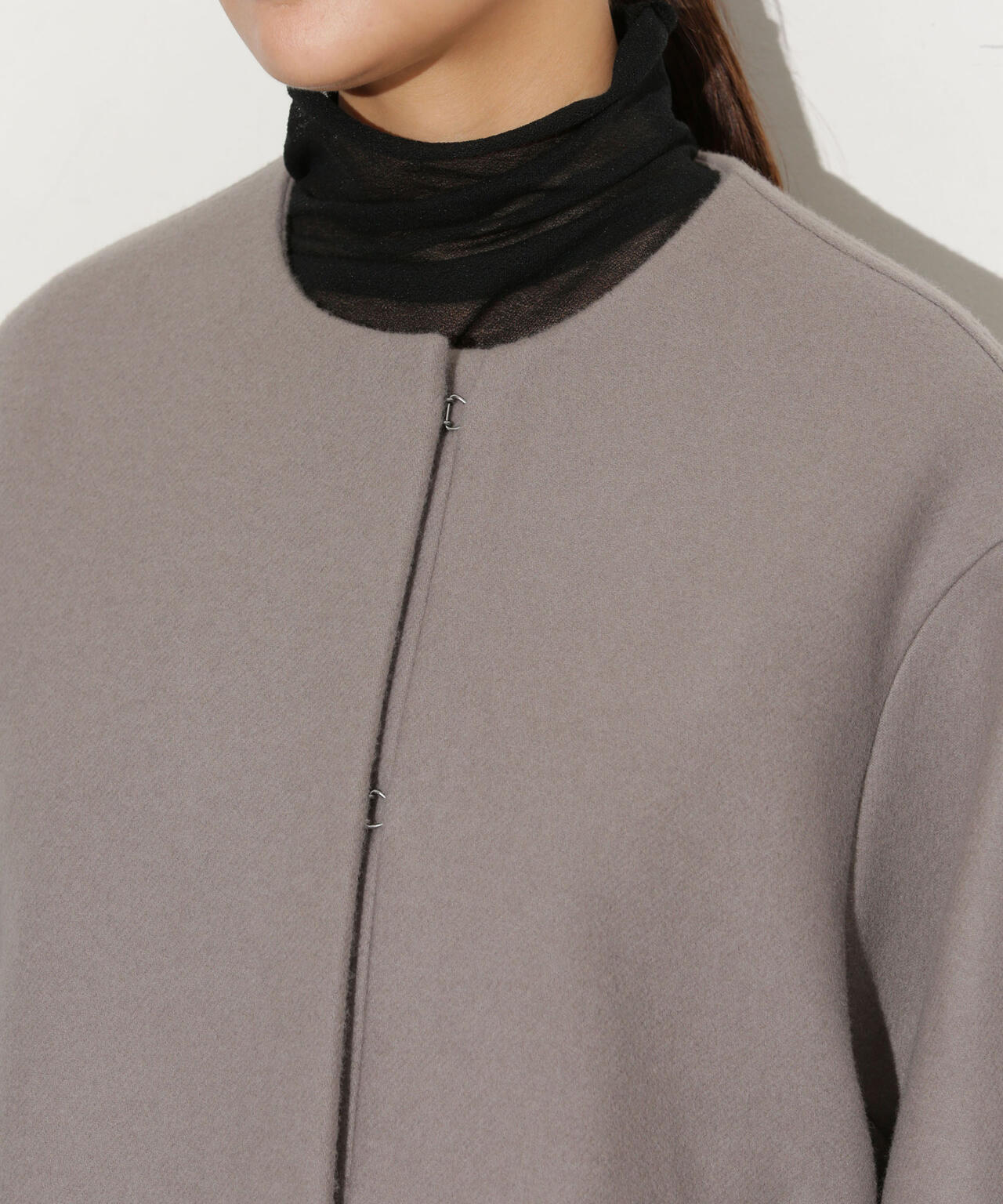 ハミルトンラムズウールノーカラーショートコート 6693211307