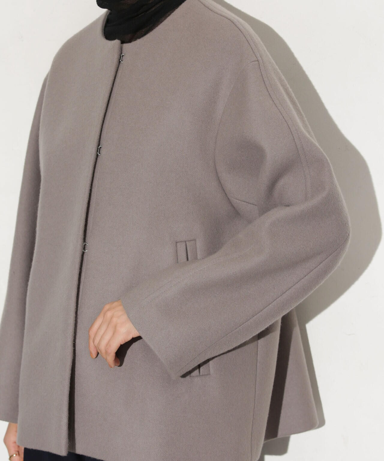 ハミルトンラムズウールノーカラーショートコート 6693211307