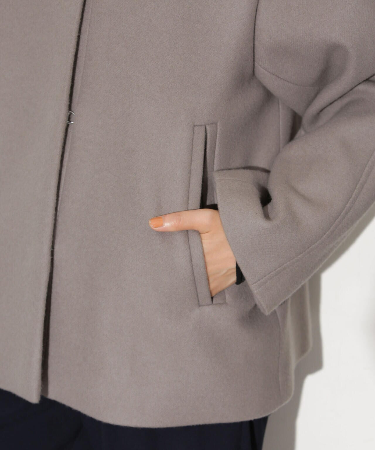 ハミルトンラムズウールノーカラーショートコート 6693211307