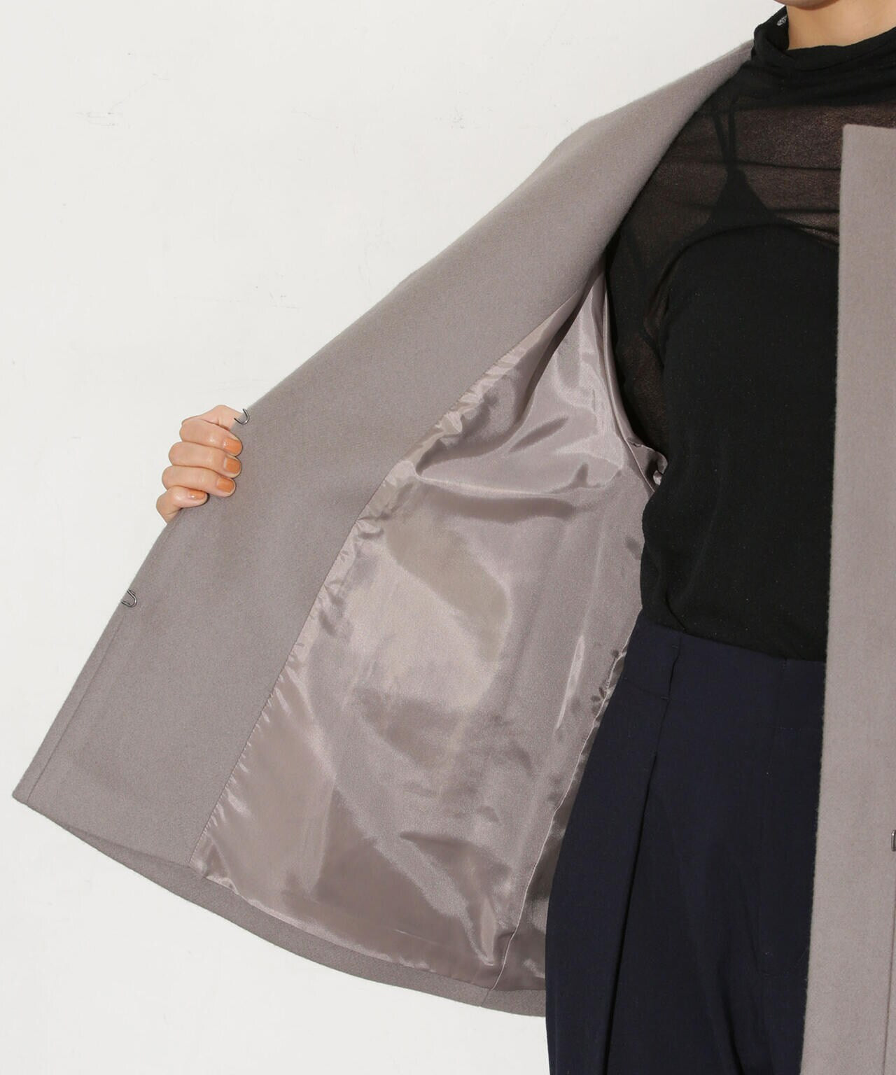 ハミルトンラムズウールノーカラーショートコート 6693211307