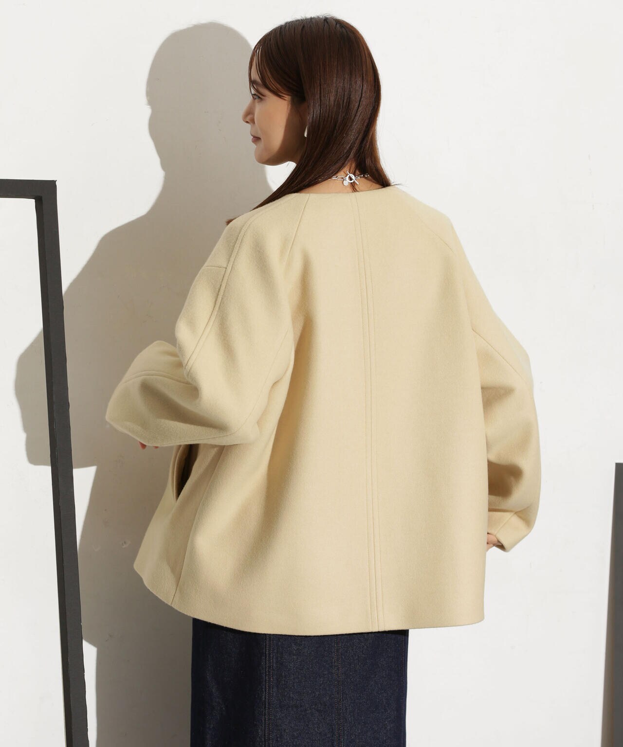 ハミルトンラムズウールノーカラーショートコート 6693211307