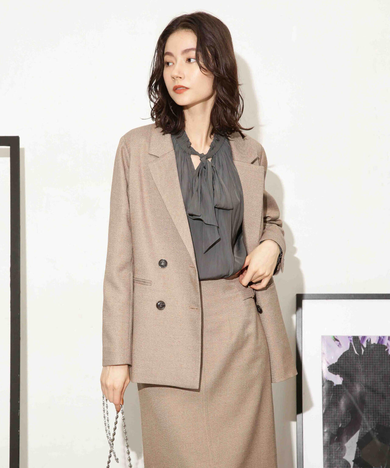 ツイードダブルジャケット(セットアップ可) 6693216307