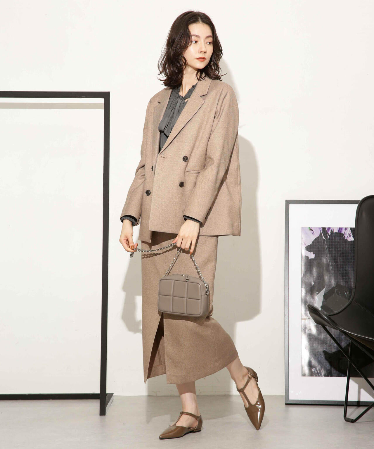 ツイードダブルジャケット(セットアップ可) 6693216307