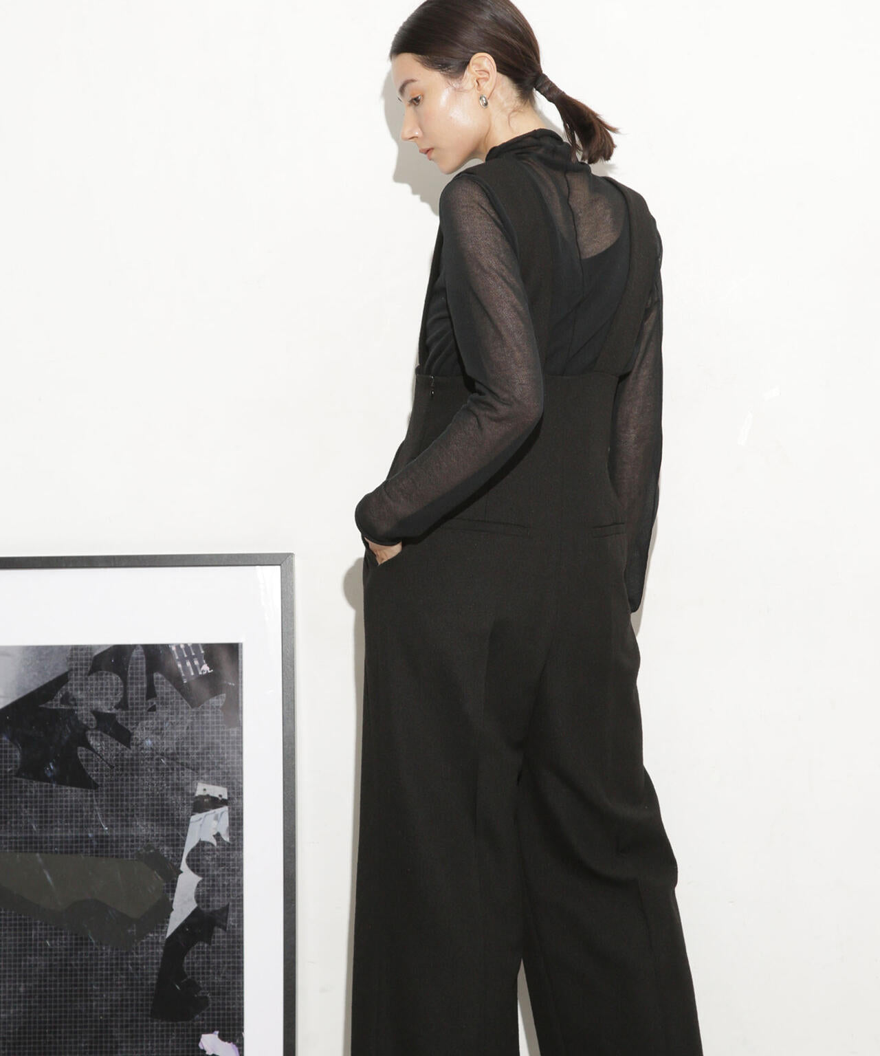 ハイウエストツイードサロペット 6693219317