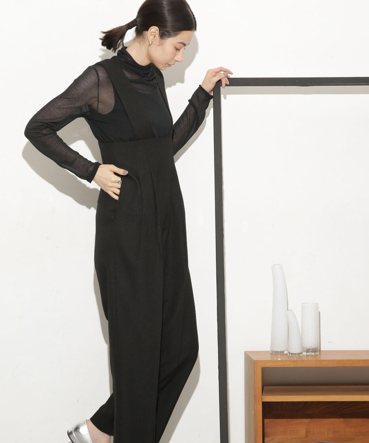 ハイウエストツイードサロペット 6693219317