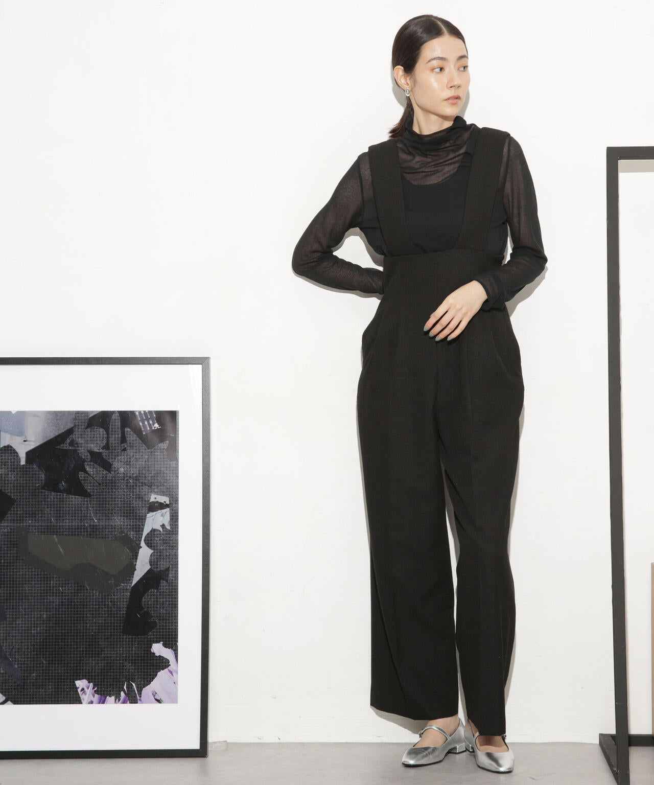 ハイウエストツイードサロペット 6693219317