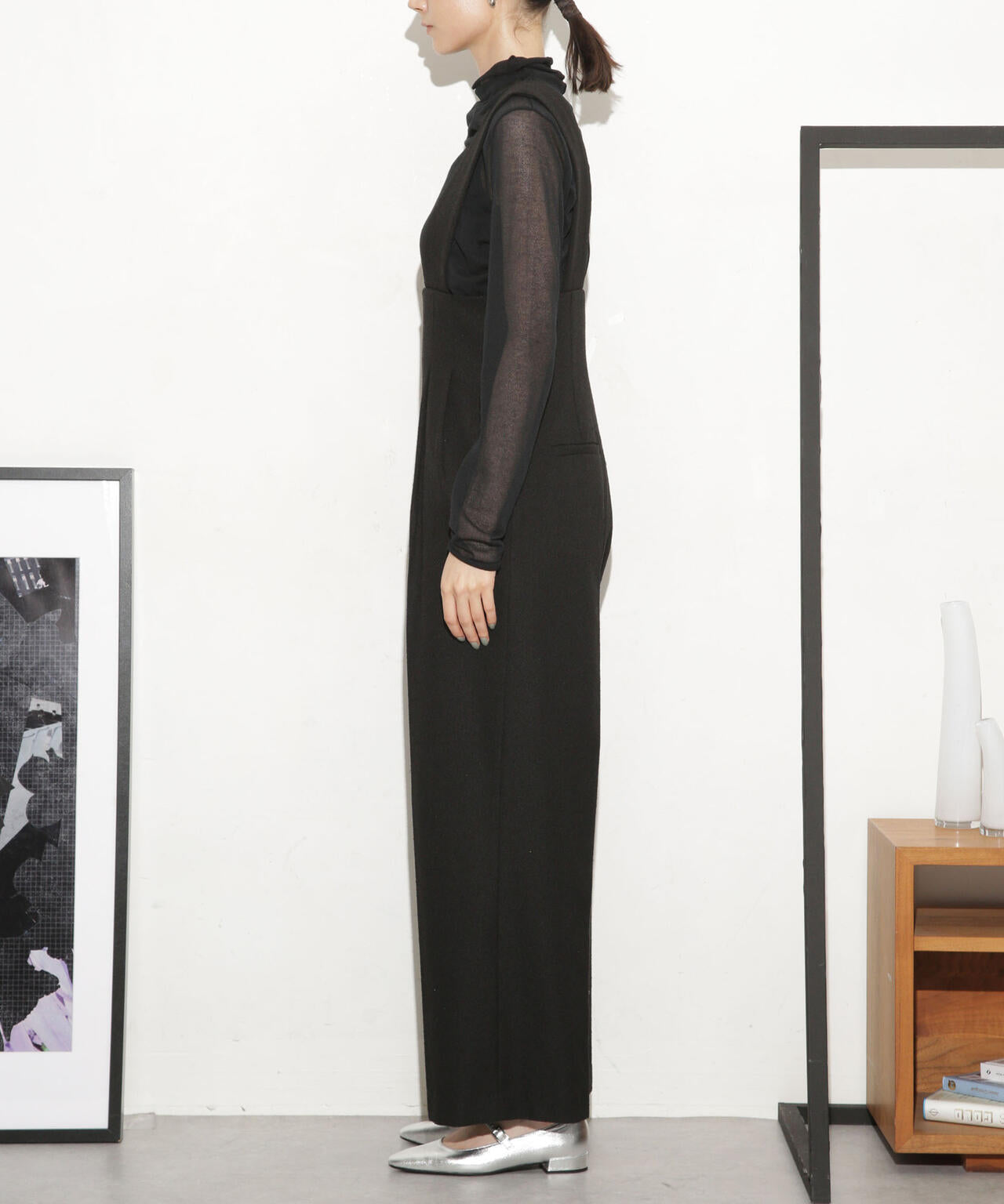 ハイウエストツイードサロペット 6693219317