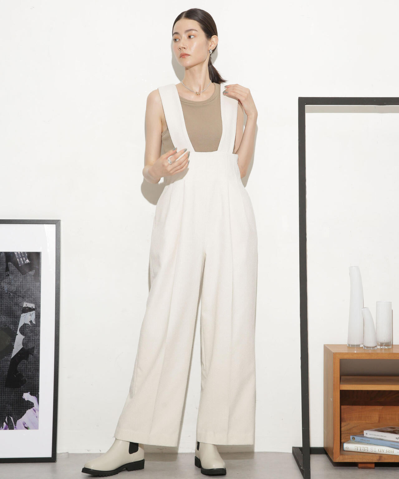 ハイウエストツイードサロペット 6693219317