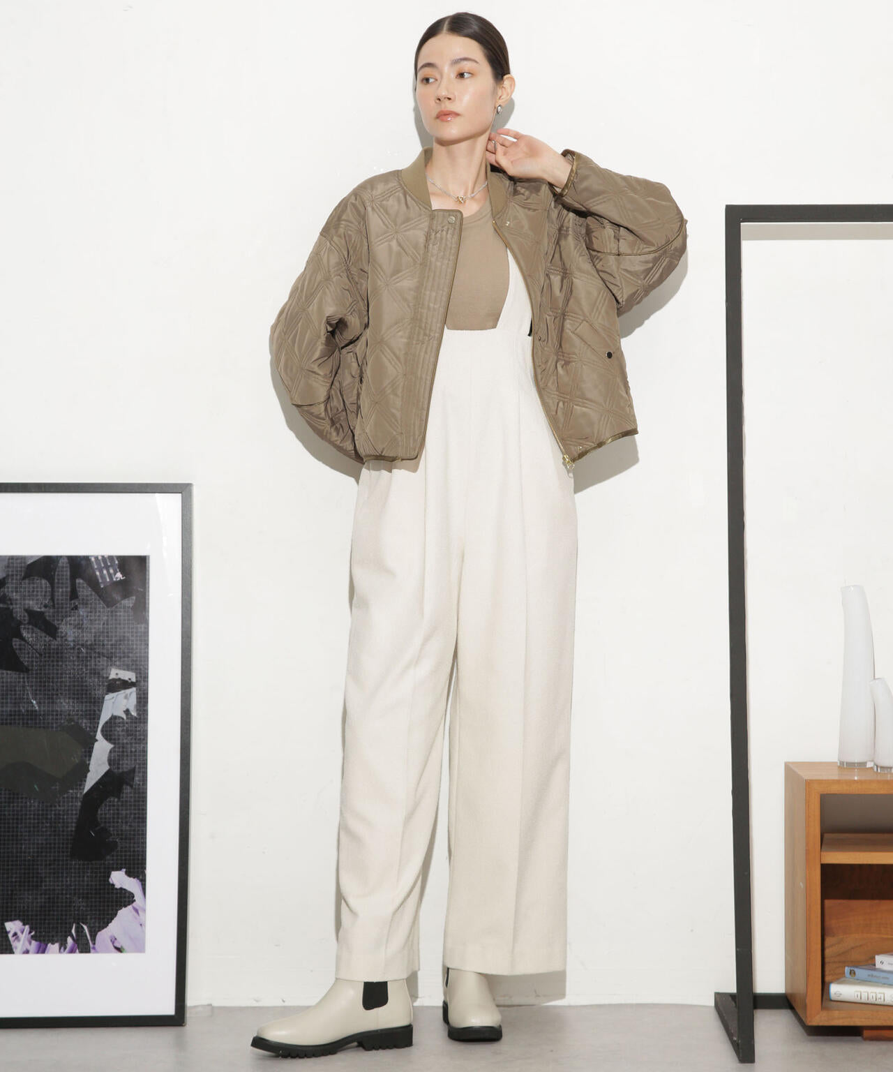 ハイウエストツイードサロペット 6693219317