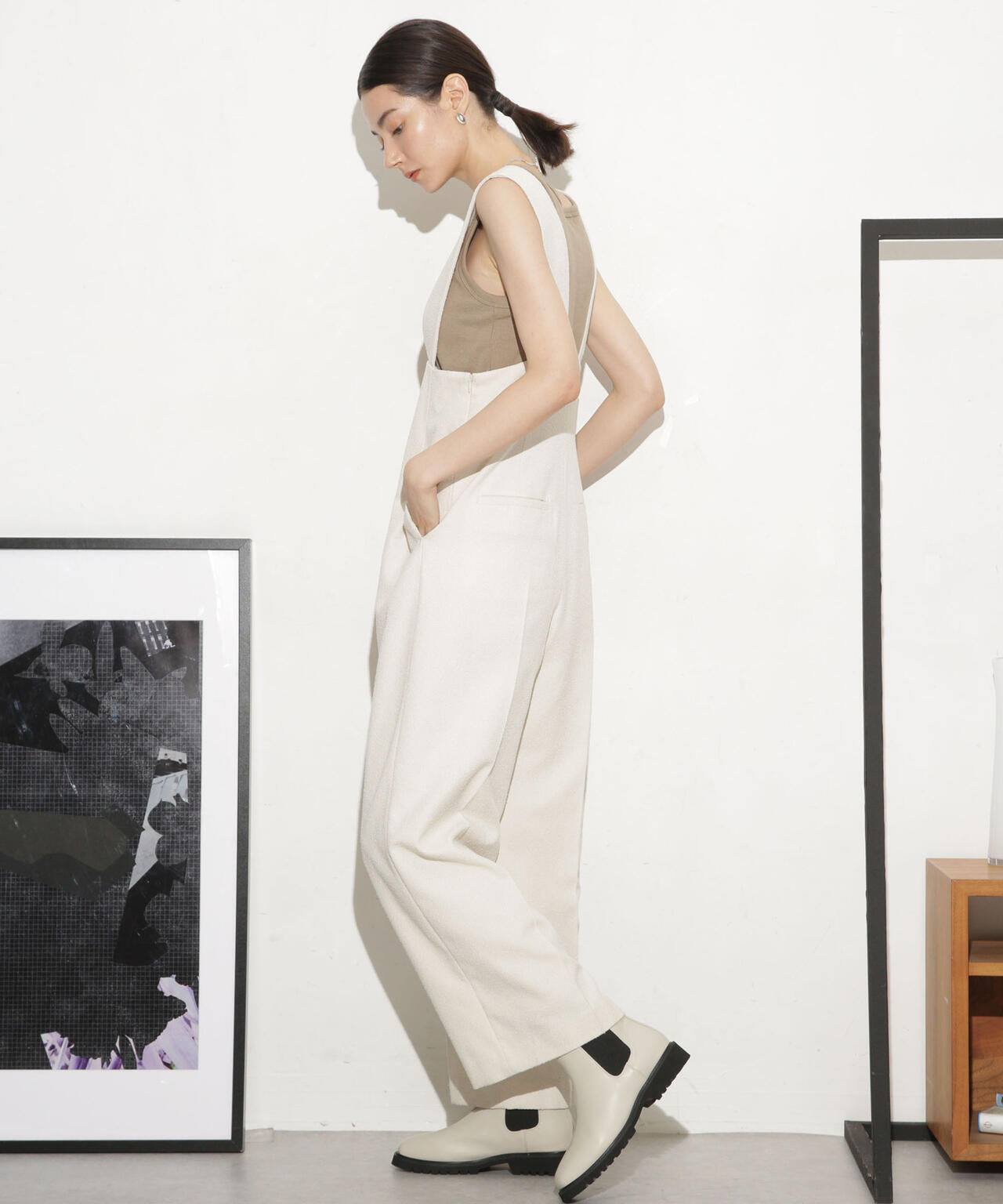 ハイウエストツイードサロペット 6693219317