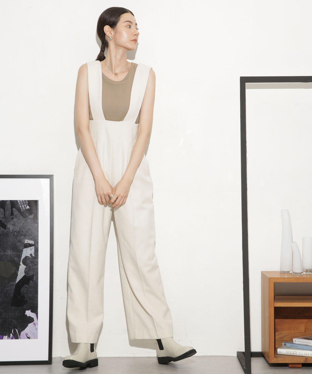 ハイウエストツイードサロペット 6693219317