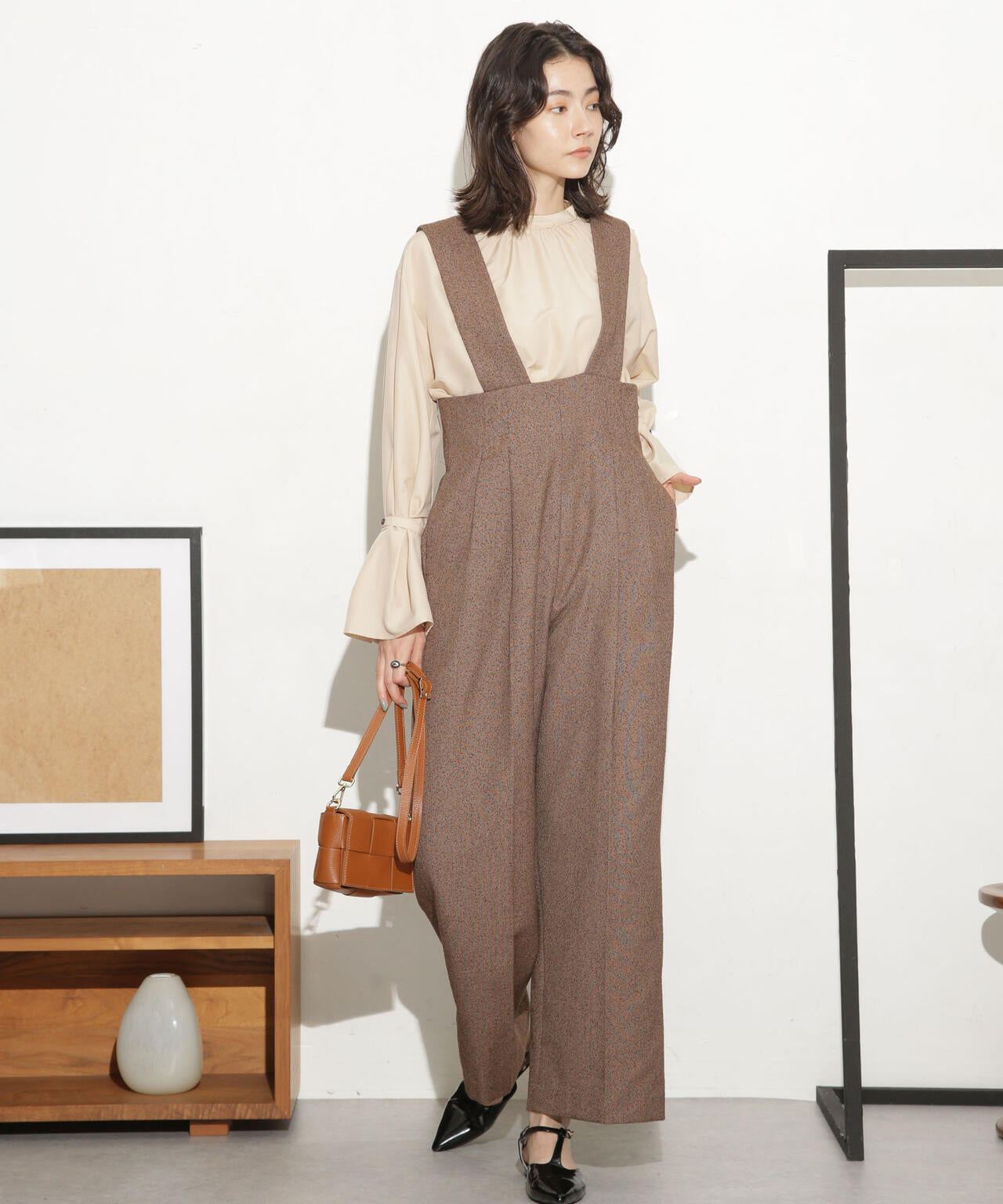 ハイウエストツイードサロペット 6693219317