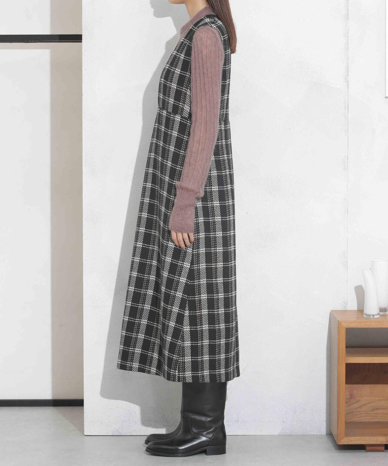 ビッグチェックVネックワンピース 6693219325