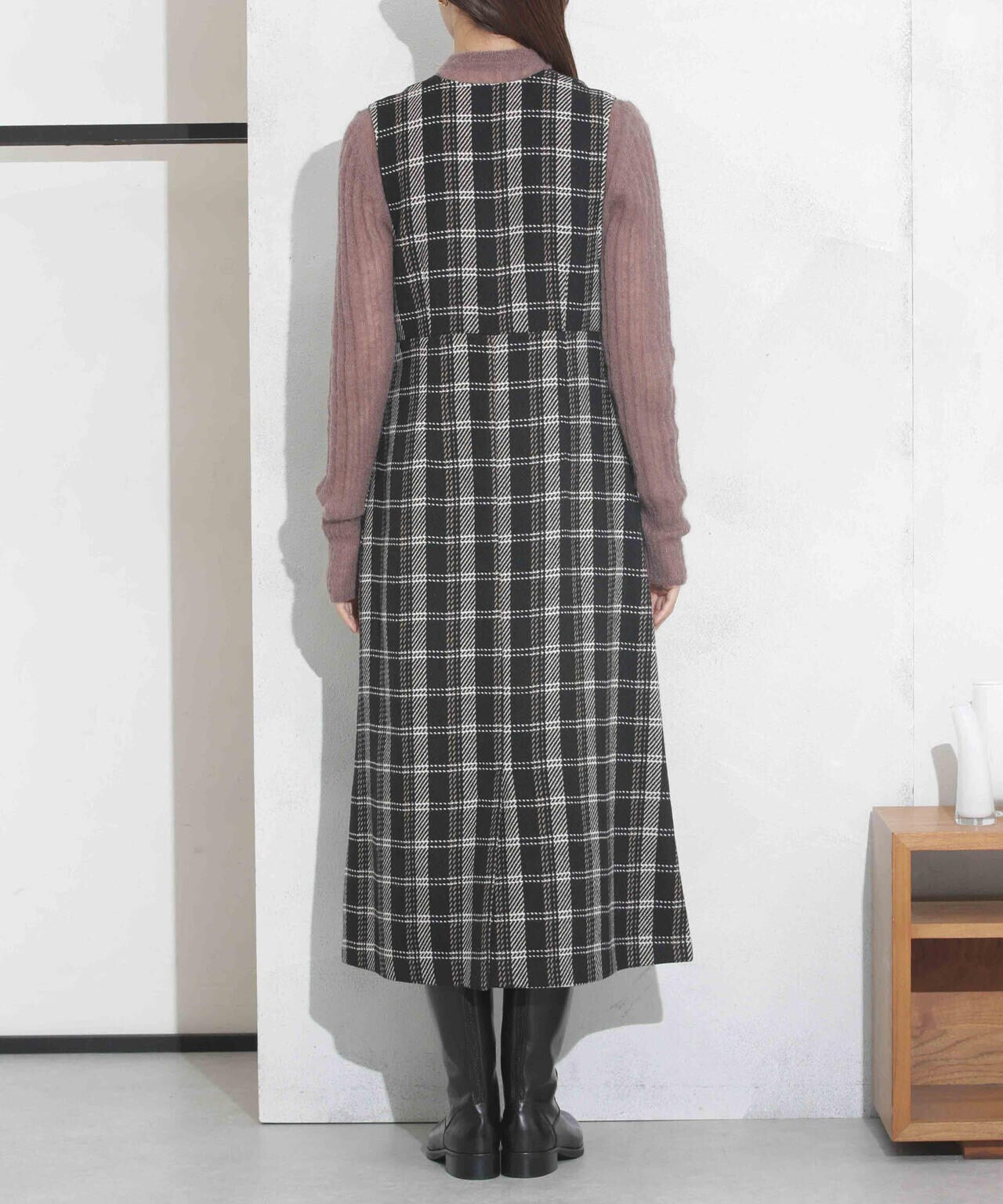 ビッグチェックVネックワンピース 6693219325