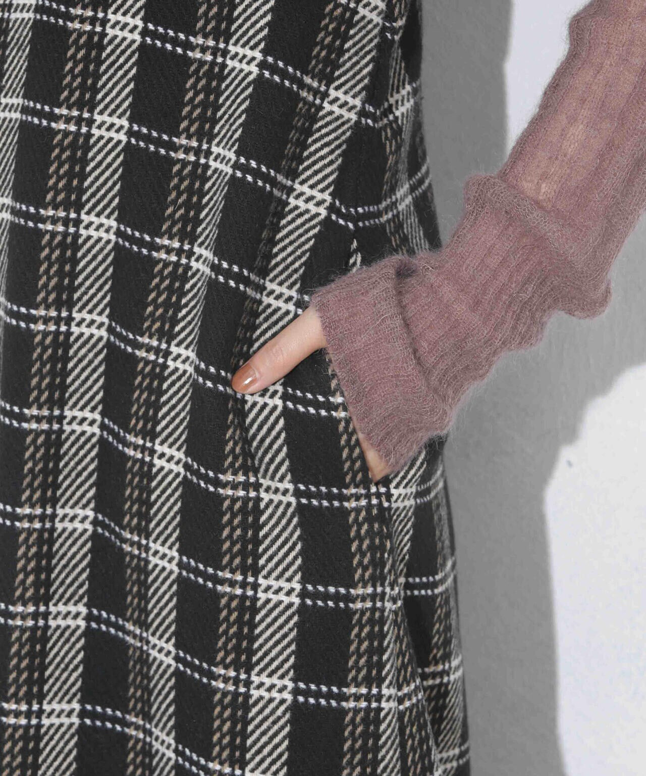 ビッグチェックVネックワンピース 6693219325