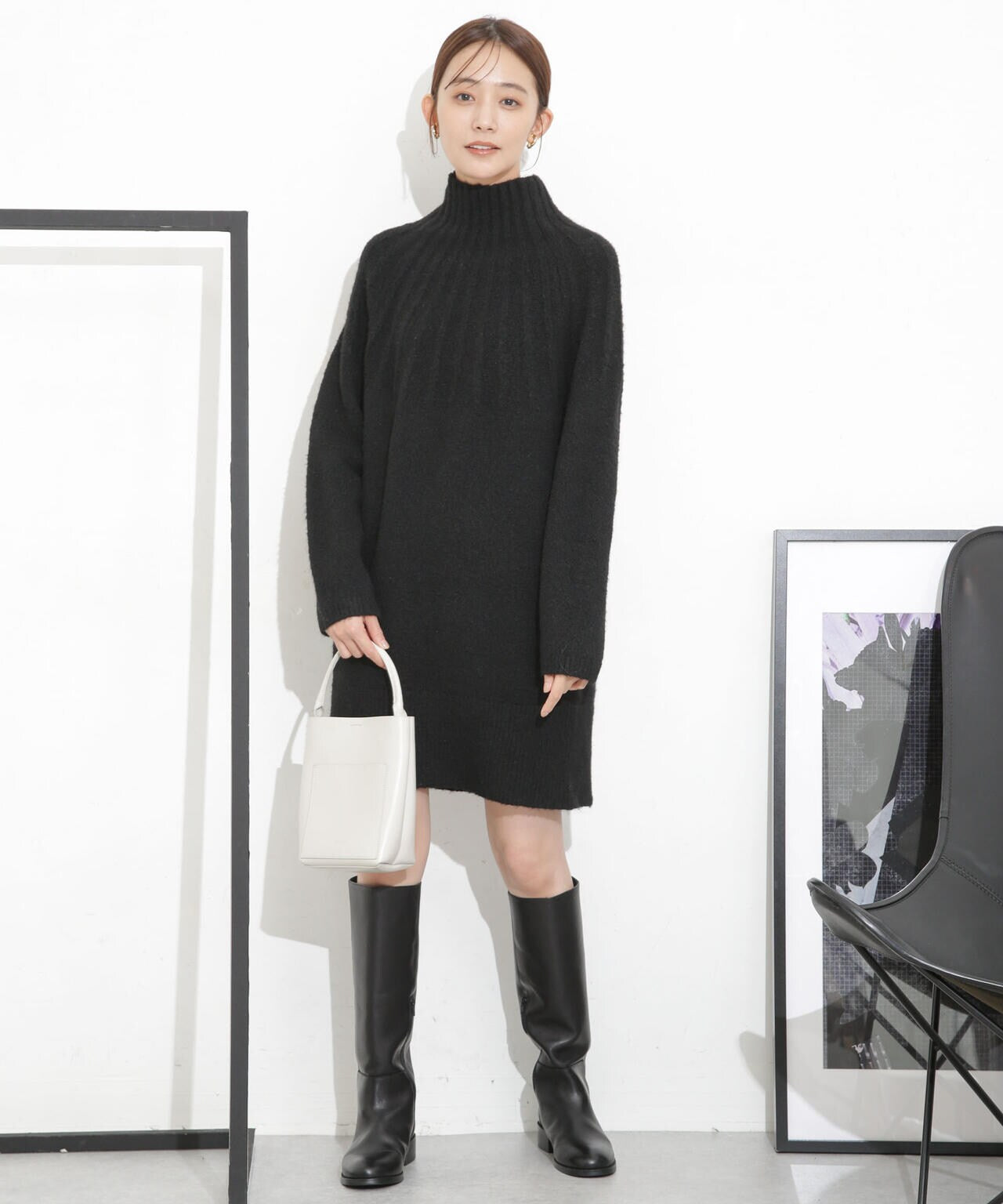 求心編みタートルニットワンピース 6693219331