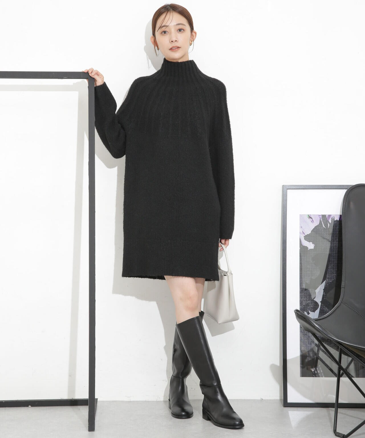 求心編みタートルニットワンピース 6693219331