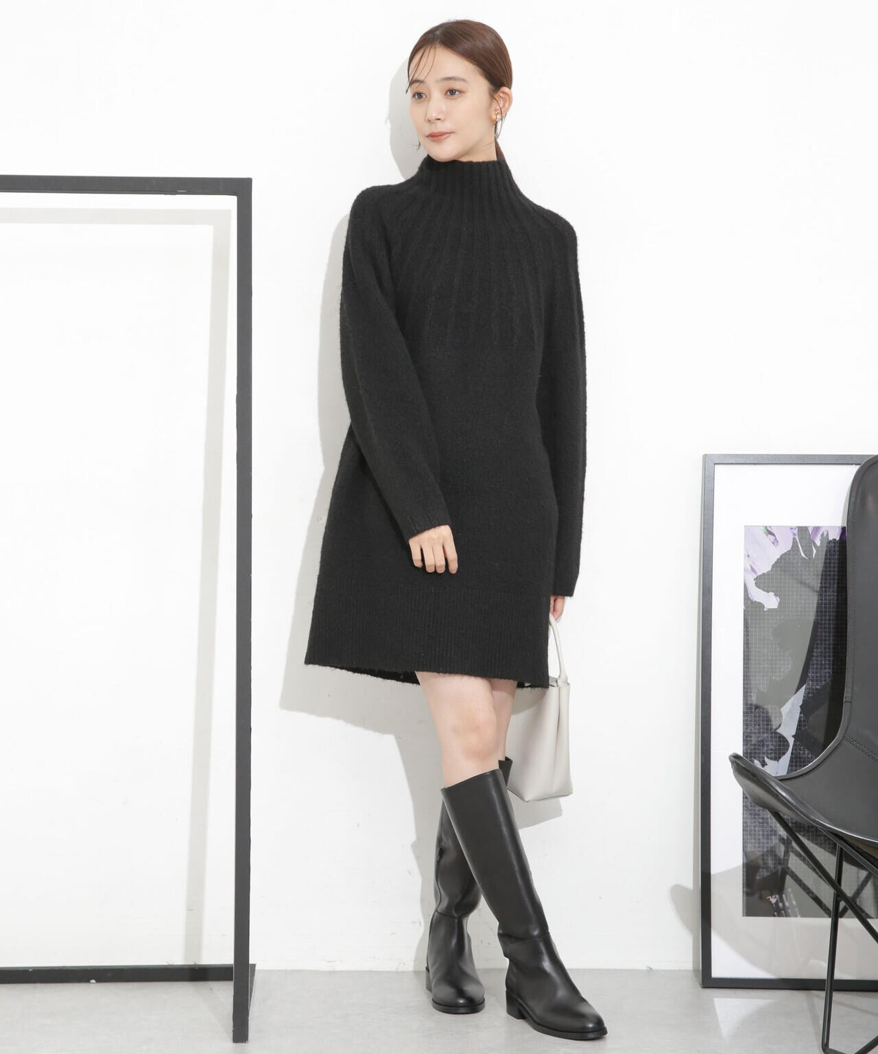 求心編みタートルニットワンピース 6693219331