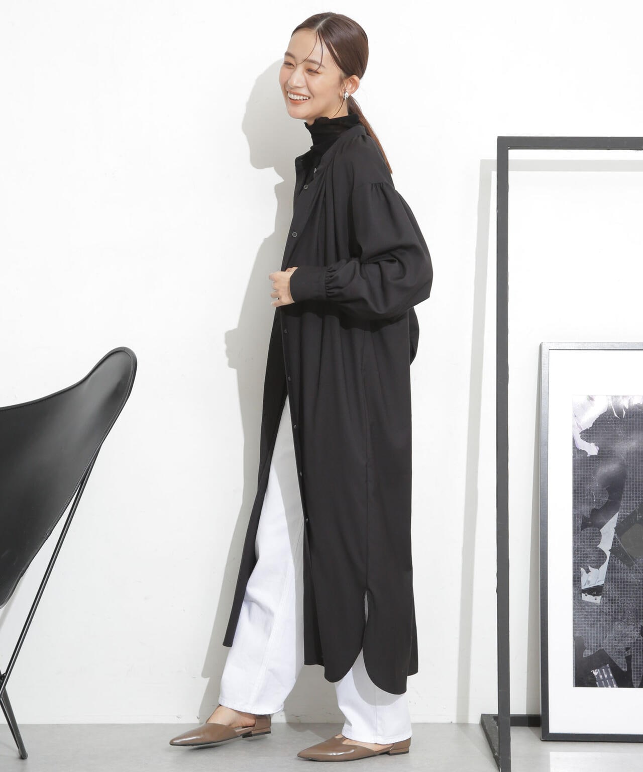 シャツワンピース+ニットベストセット 6693219332