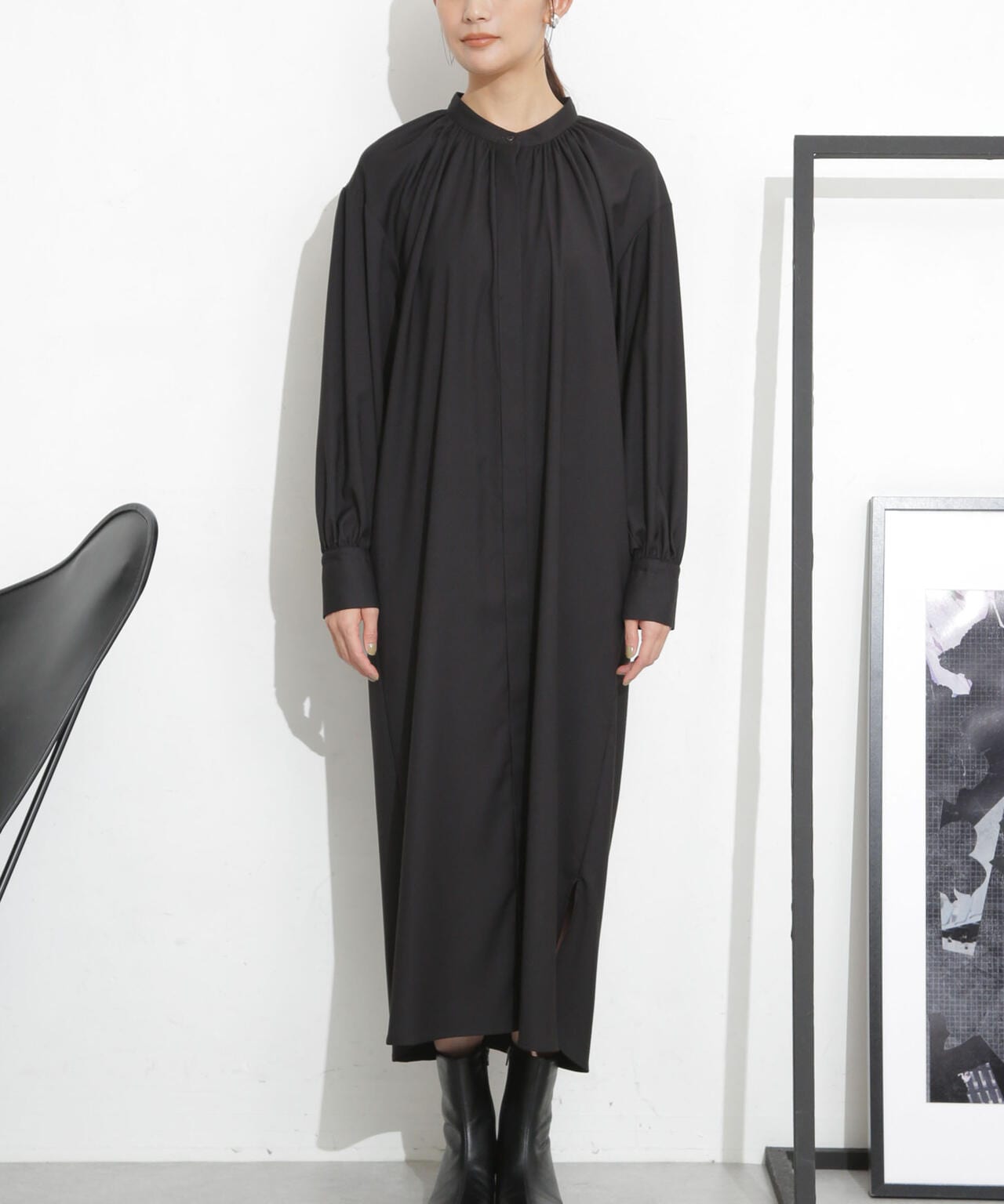 シャツワンピース+ニットベストセット 6693219332