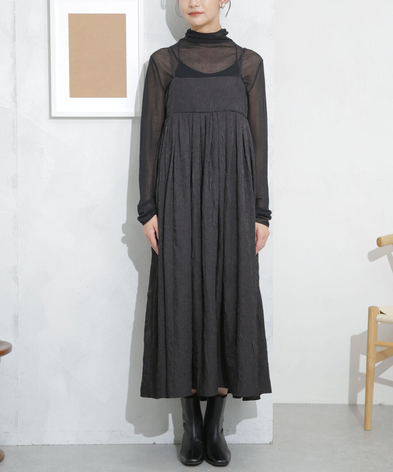 キャッチワッシャーツイルキャミワンピ―ス 6693219333