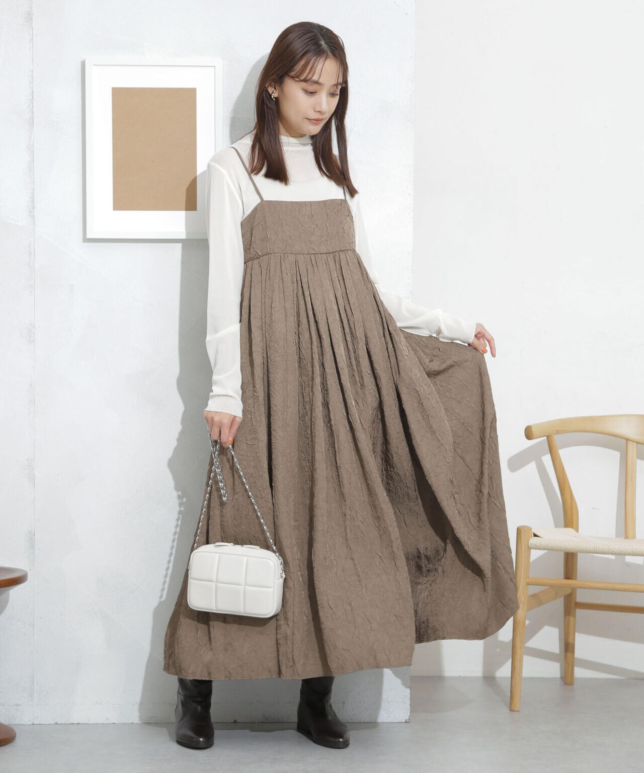 キャッチワッシャーツイルキャミワンピ―ス 6693219333