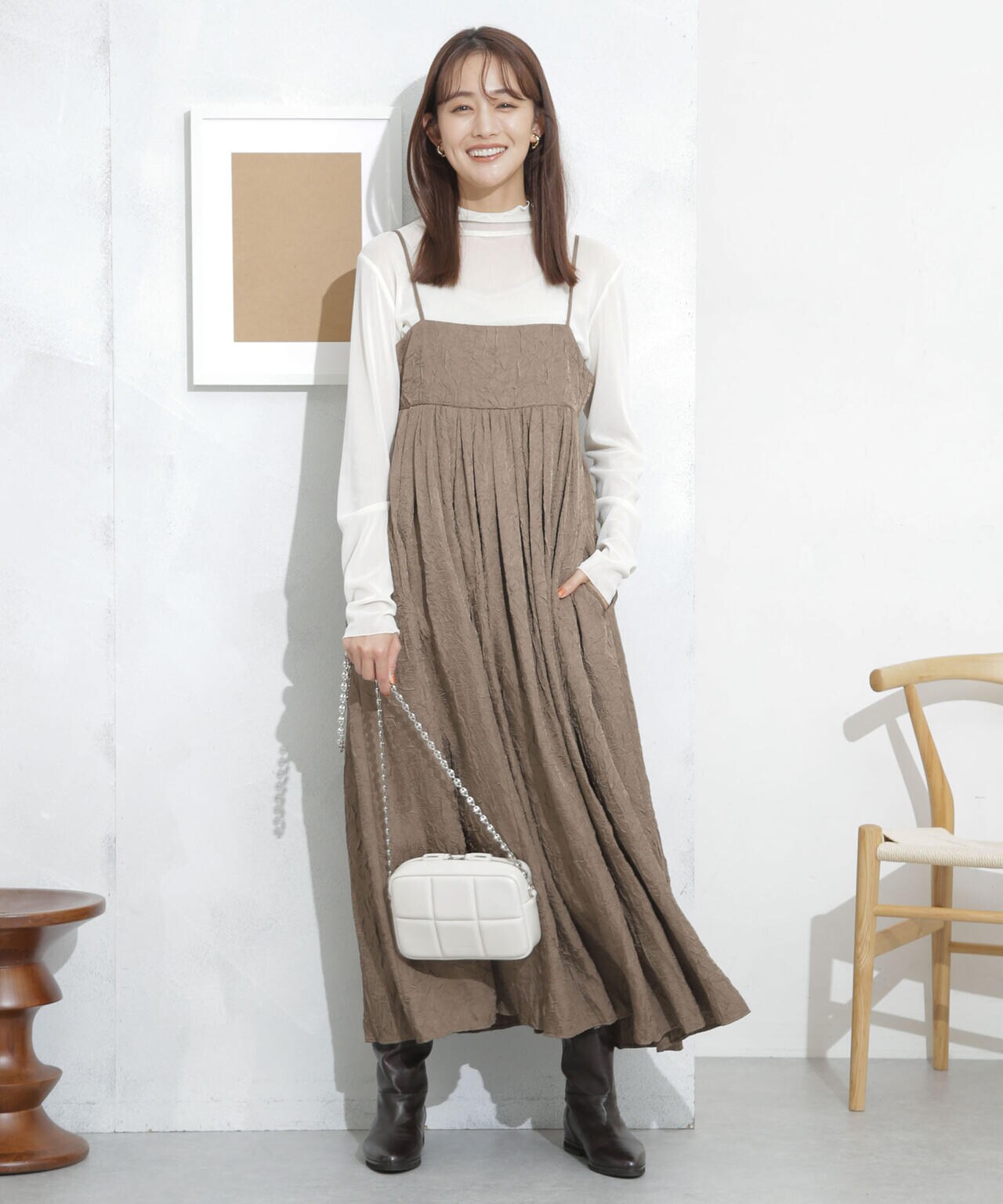 キャッチワッシャーツイルキャミワンピ―ス 6693219333