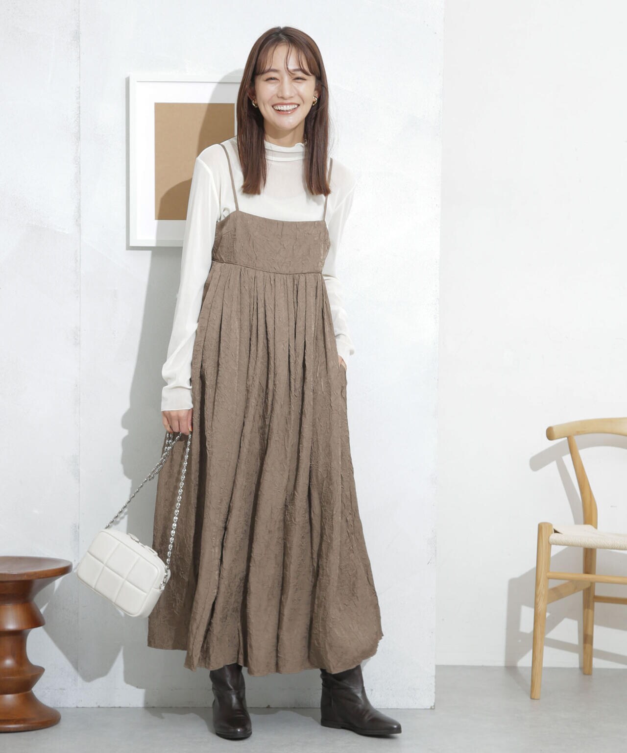 キャッチワッシャーツイルキャミワンピ―ス 6693219333