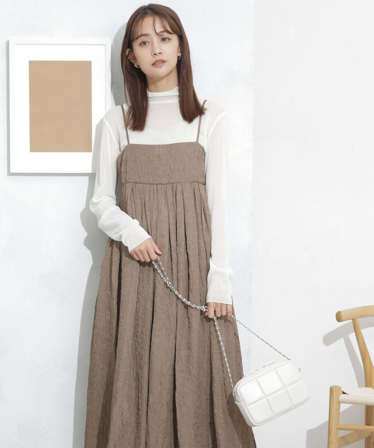 キャッチワッシャーツイルキャミワンピ―ス 6693219333