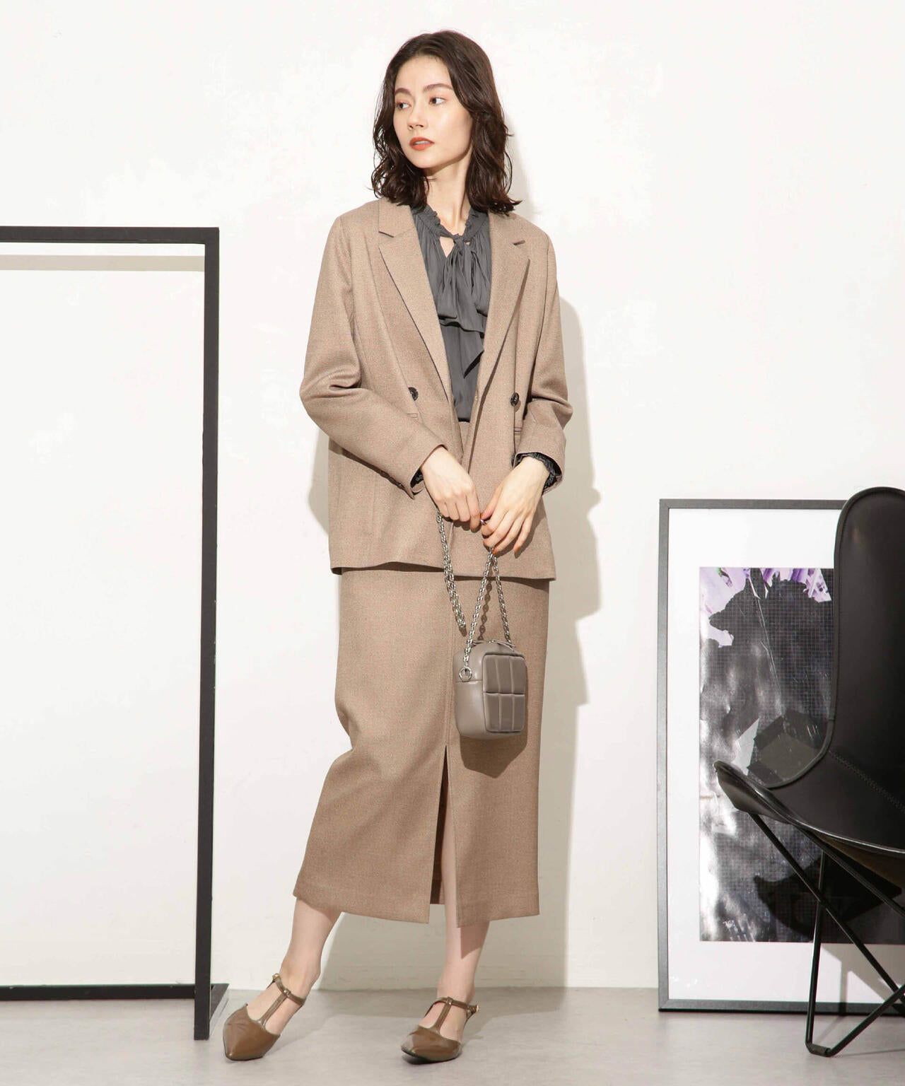 ギャザーネックボウタイブラウス 6693220318