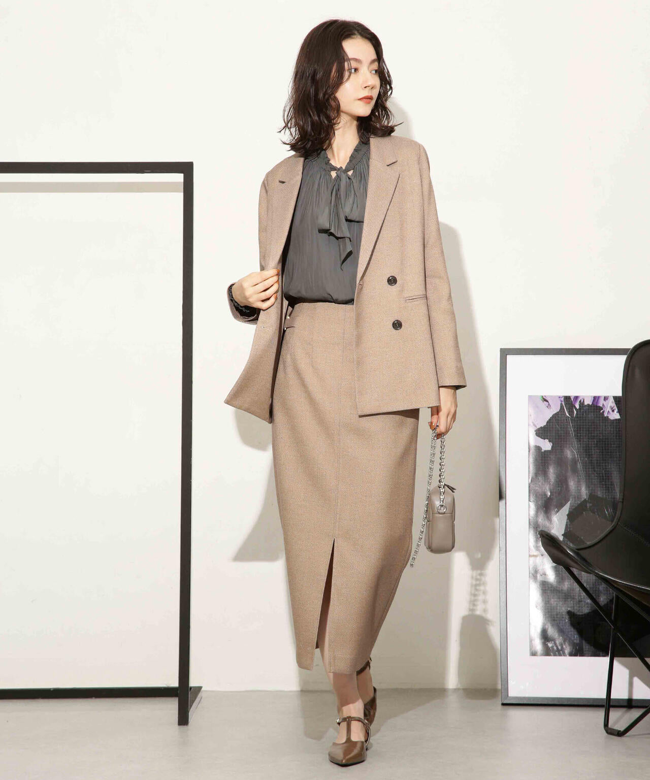 ギャザーネックボウタイブラウス 6693220318