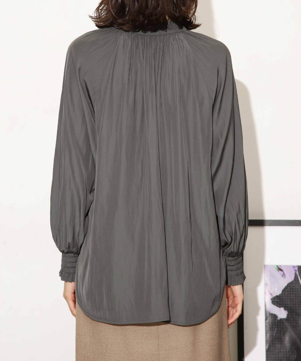 ギャザーネックボウタイブラウス 6693220318