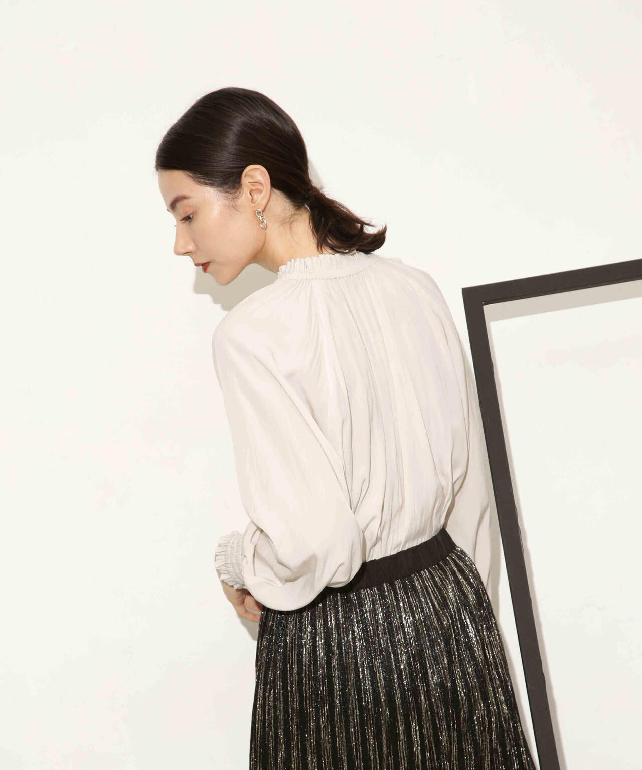 ギャザーネックボウタイブラウス 6693220318