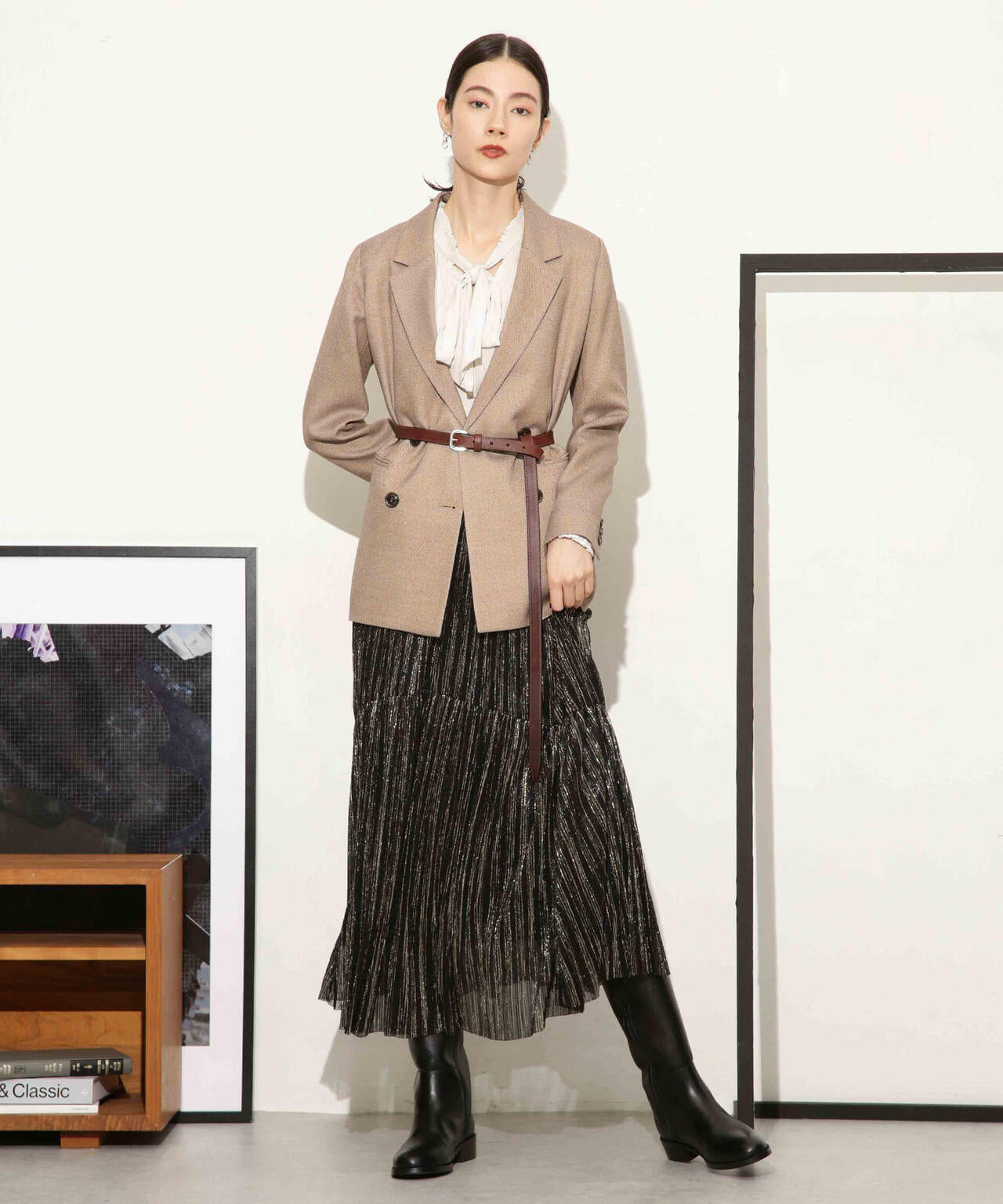 ギャザーネックボウタイブラウス 6693220318