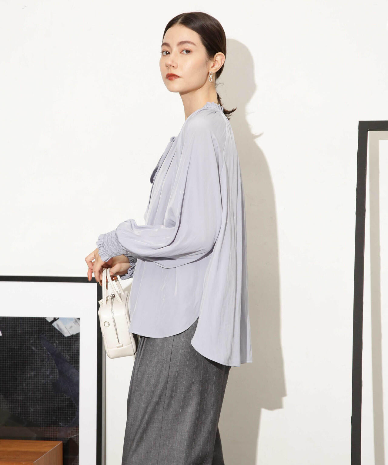 ギャザーネックボウタイブラウス 6693220318