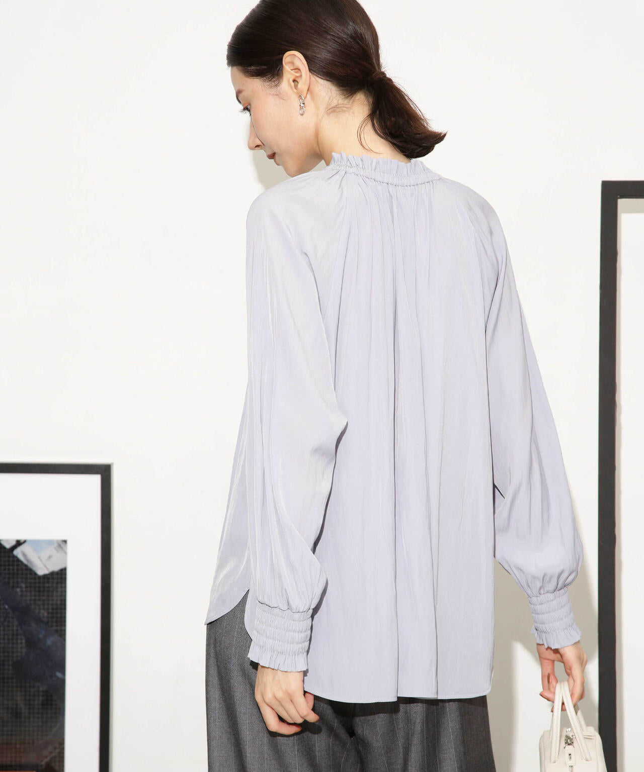 ギャザーネックボウタイブラウス 6693220318