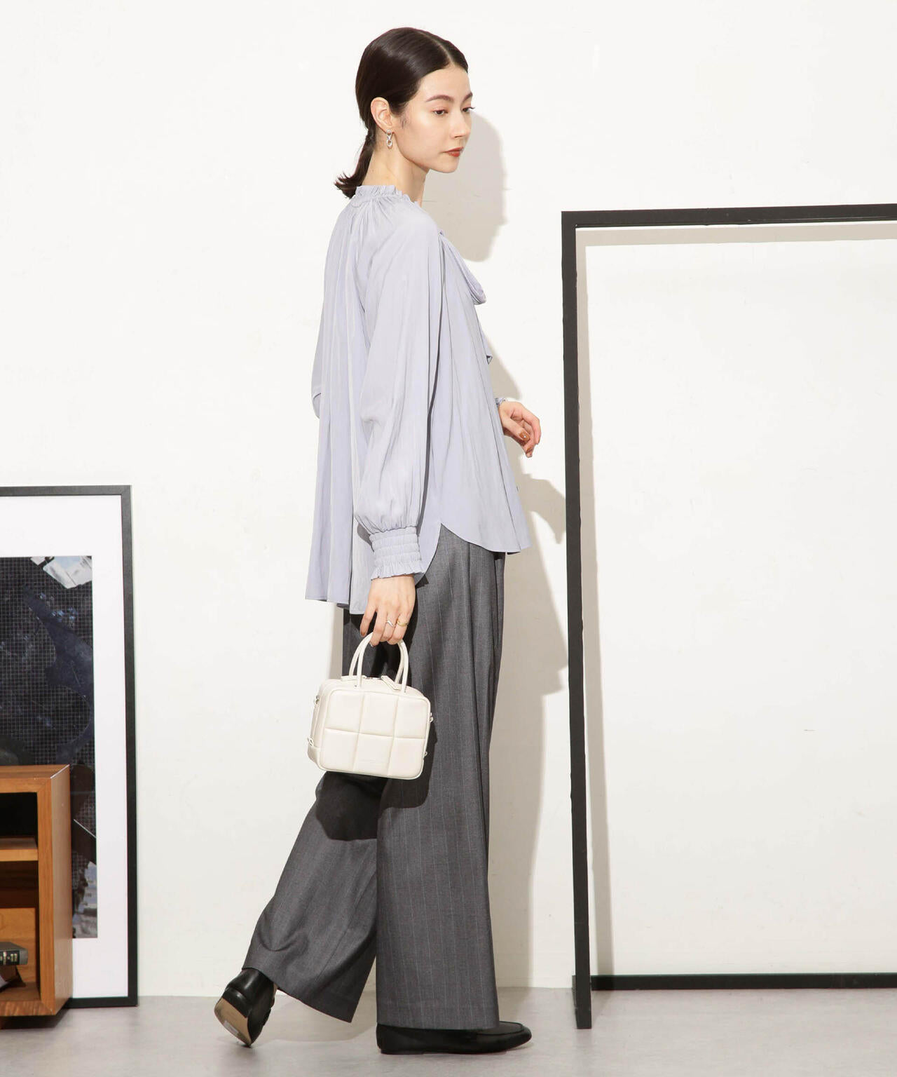 ギャザーネックボウタイブラウス 6693220318