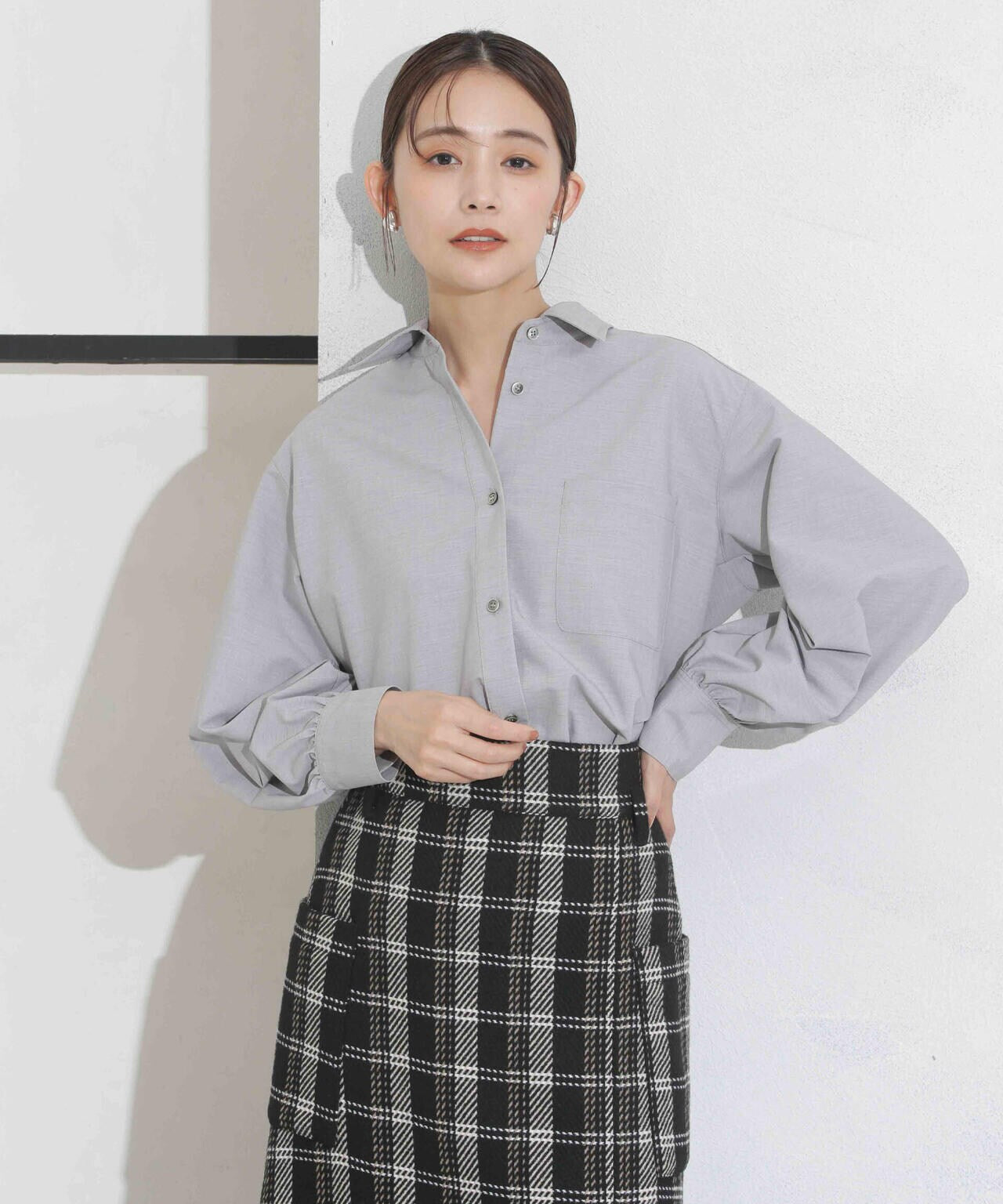 ギャザーワイドシャツ 6693220319