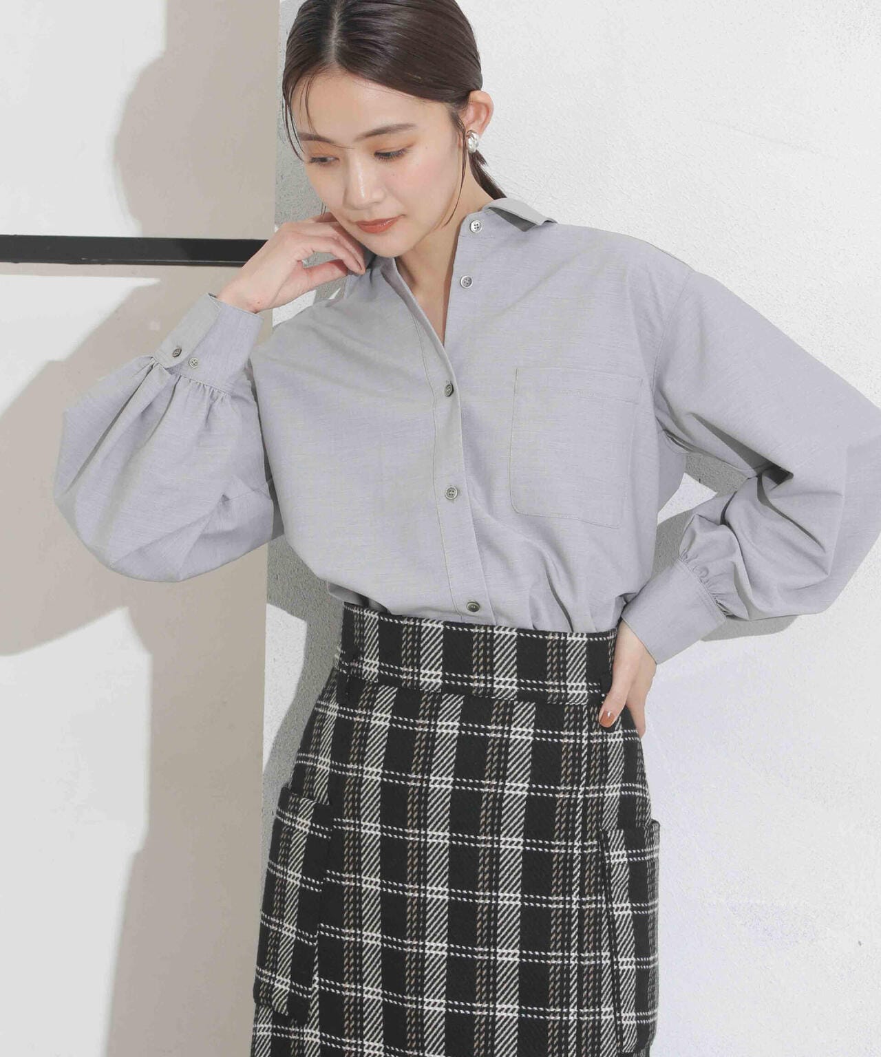 ギャザーワイドシャツ 6693220319