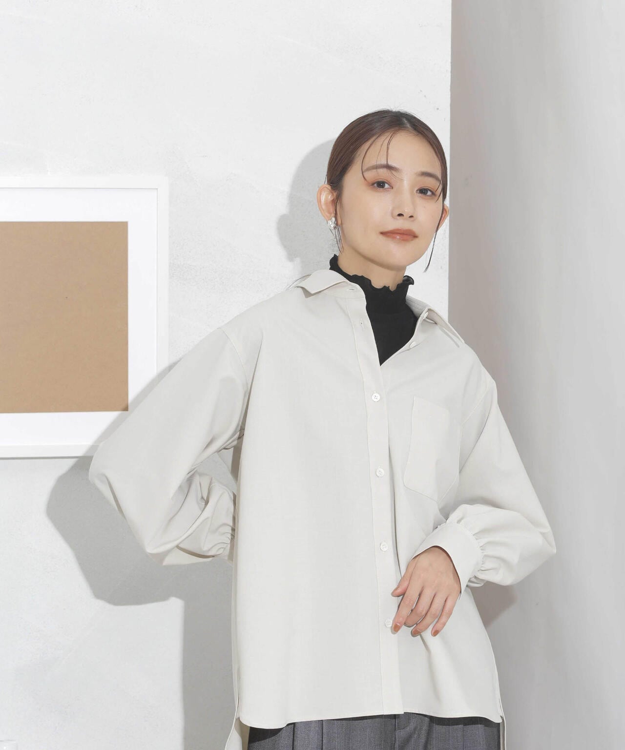 ギャザーワイドシャツ 6693220319