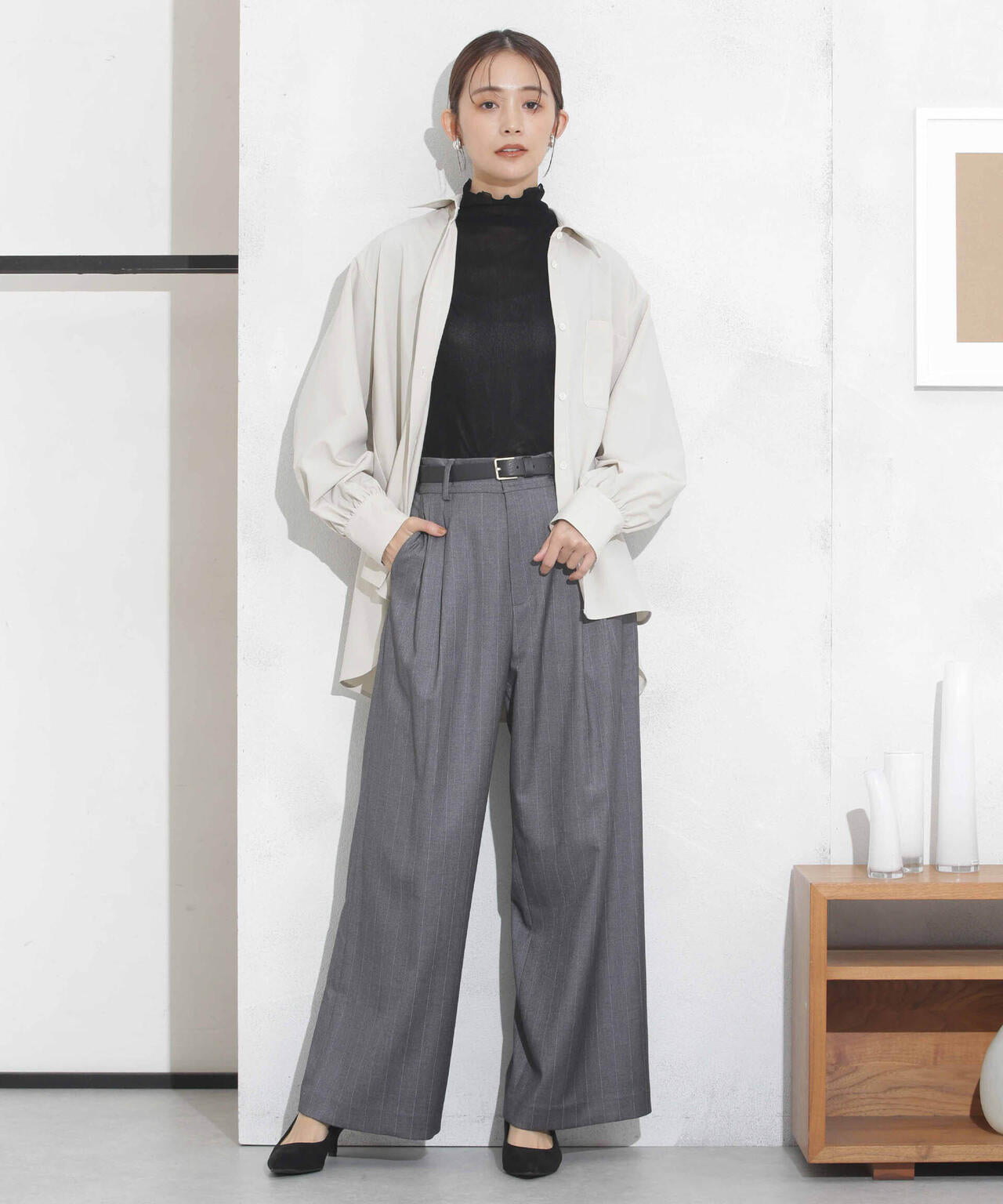 ギャザーワイドシャツ 6693220319