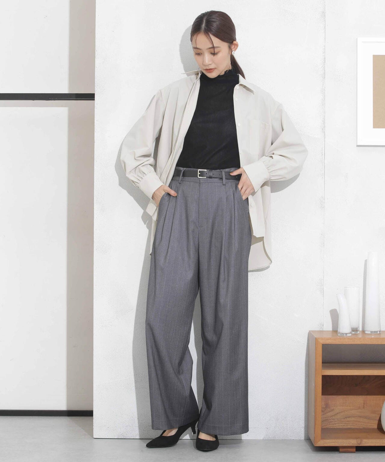 ギャザーワイドシャツ 6693220319