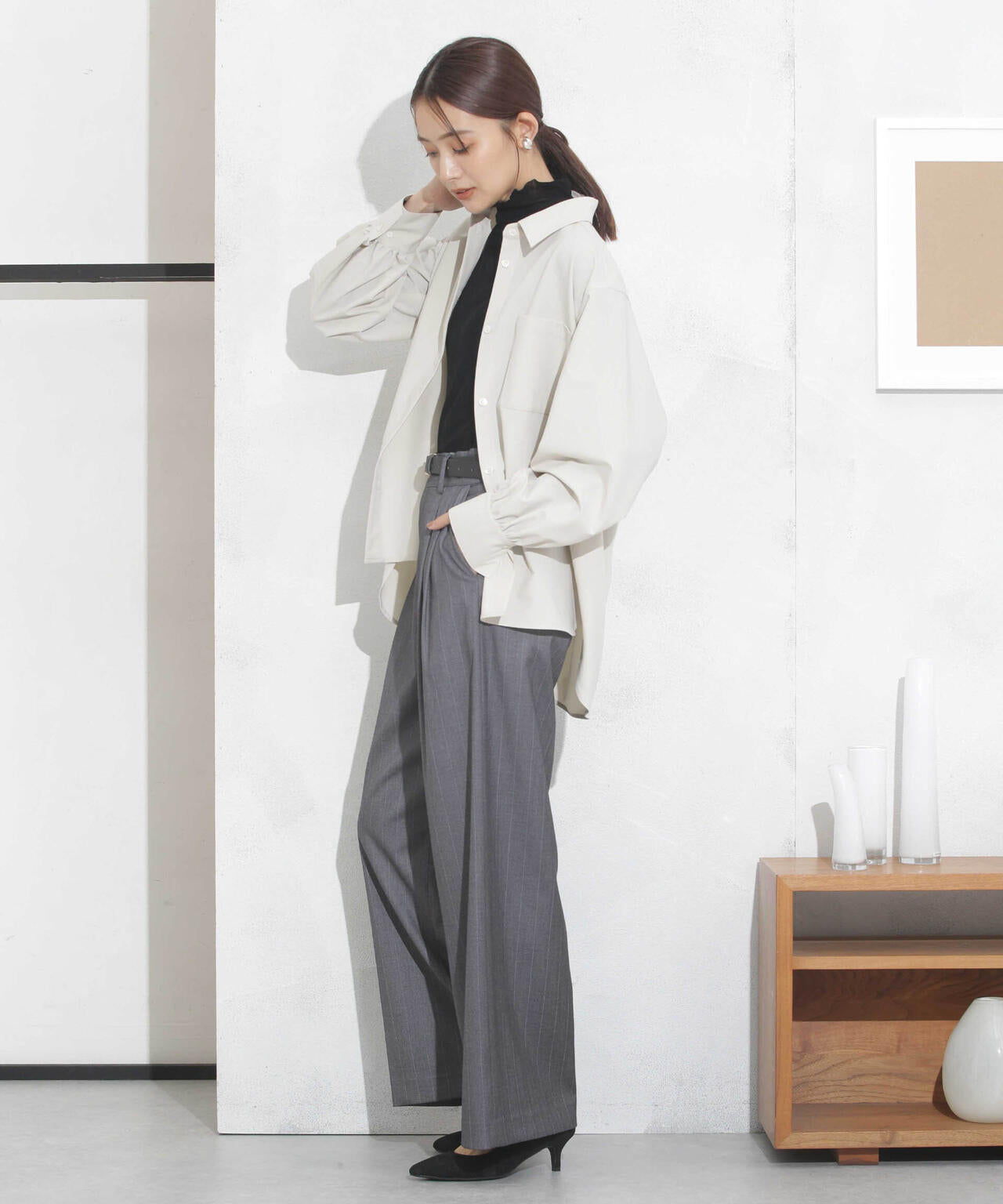 ギャザーワイドシャツ 6693220319