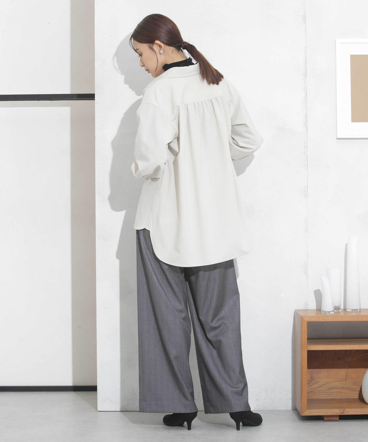 ギャザーワイドシャツ 6693220319