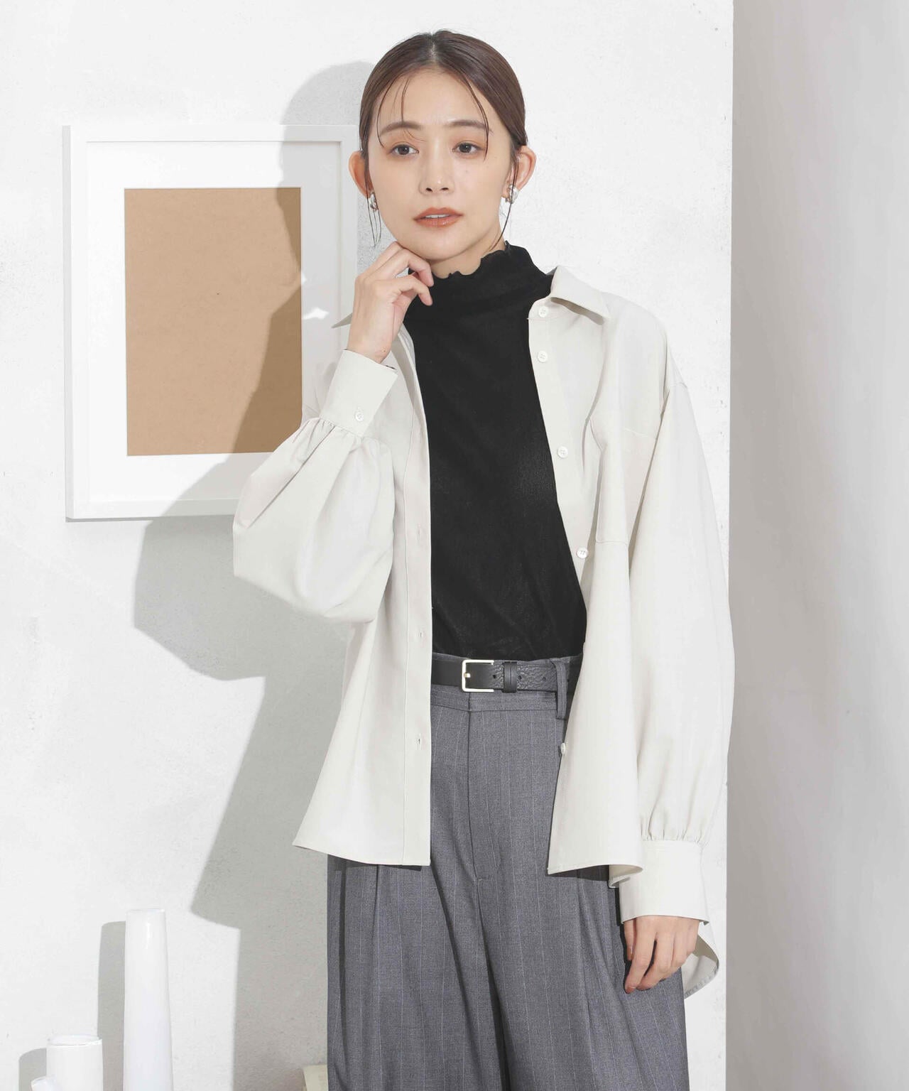 ギャザーワイドシャツ 6693220319