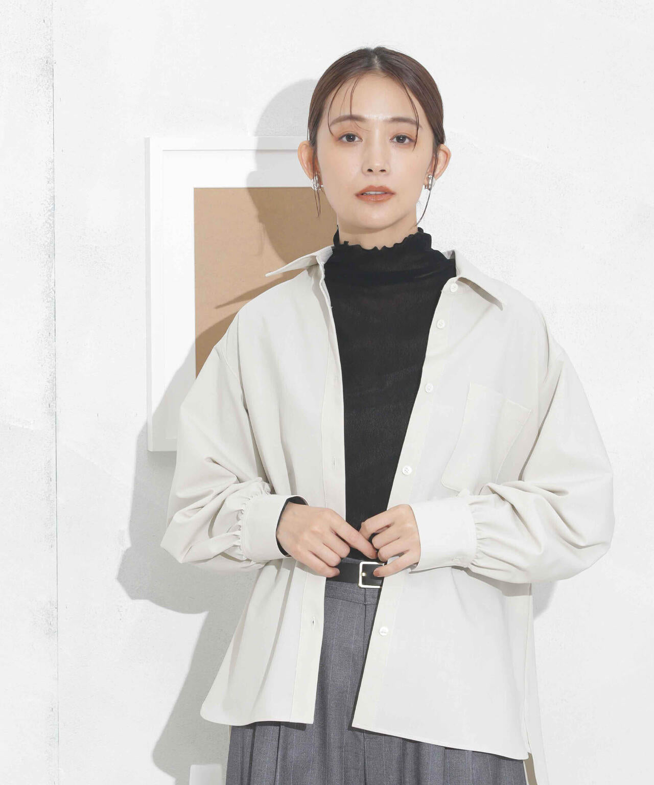 ギャザーワイドシャツ 6693220319