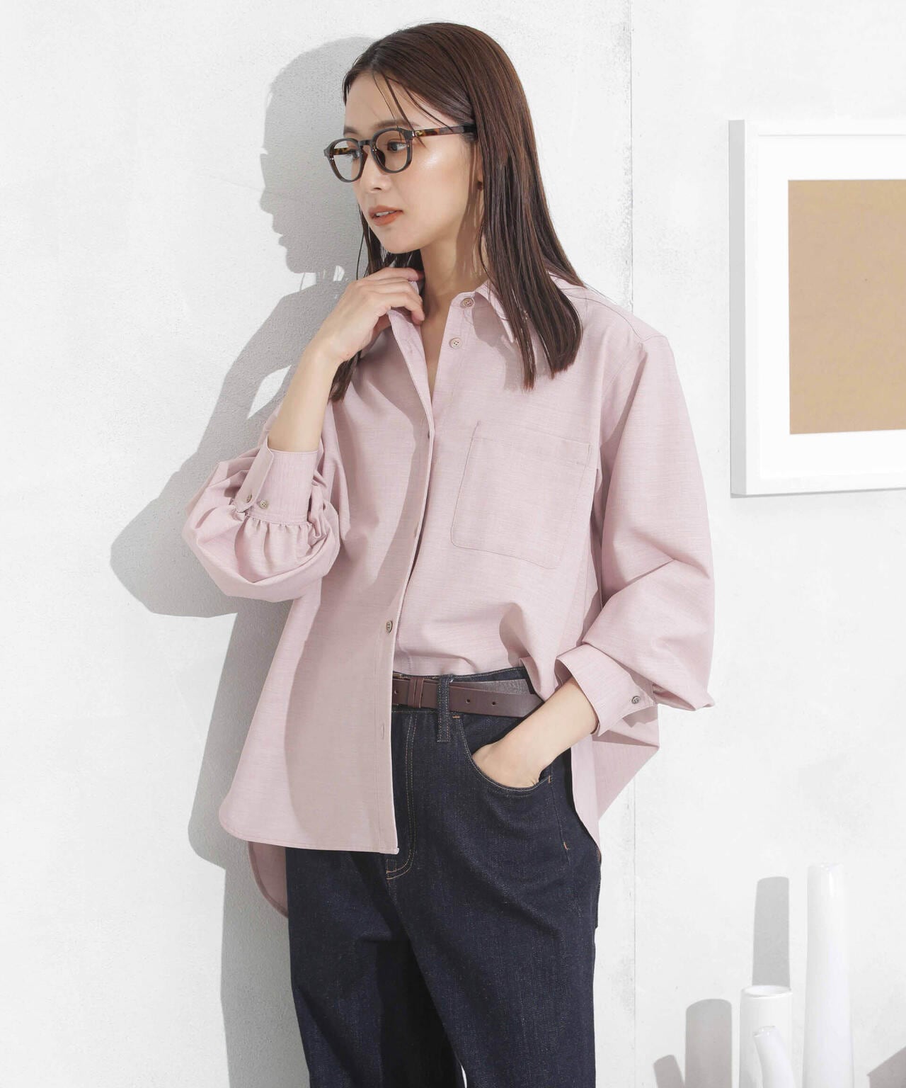 ギャザーワイドシャツ 6693220319