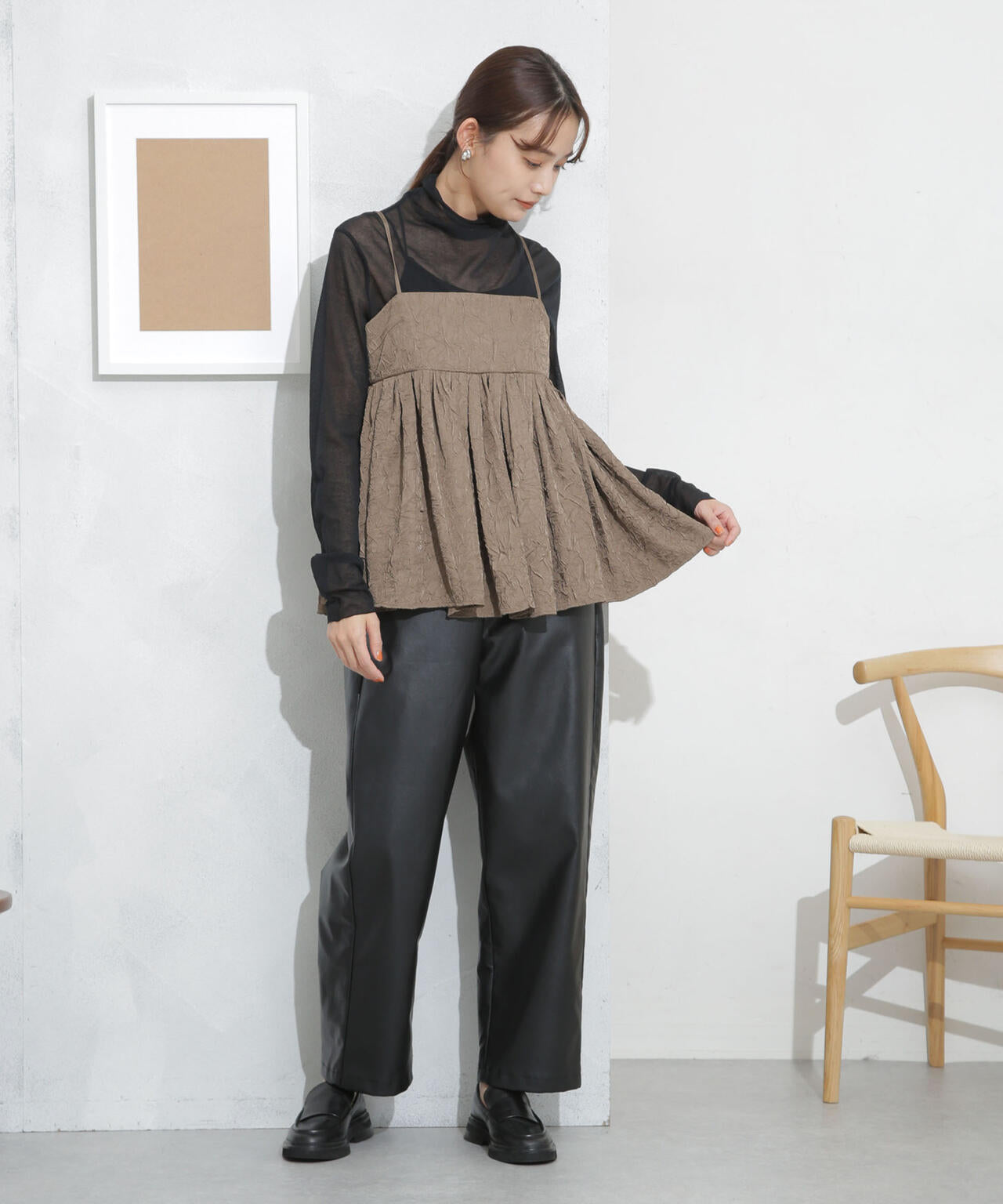 キャッチワッシャーツイルキャミブラウス 6693221304