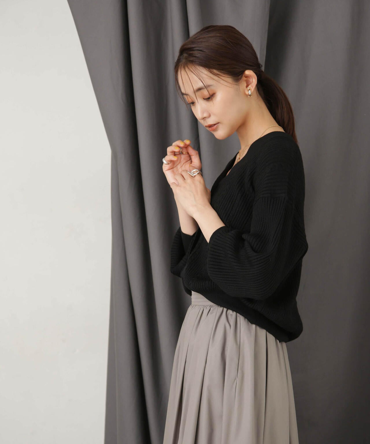 毛玉レスニットリブケーブルカーディガン 6693222305